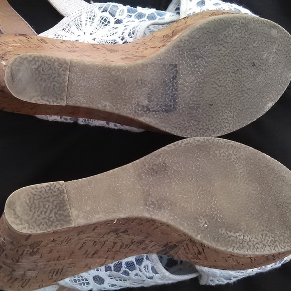 Pop Lace Crochet Wedge Sandals Ivory SZ 8M - Picture 6 of 8